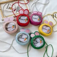 Bebek Mini Temizle Çanta Glitter Pullu Karikatür Küçük Kız Tavşan Kulak Küçük Para Cüzdan Kılıfı Kutusu Çocuklar Para Değişim Çanta