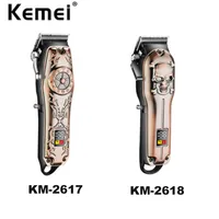 Kemei KM-2618 KM-2617 المهنية المعادن المعادن الكهربائية الشعر المقص القابلة لإعادة الشحن للماء المتقلب الرجال اللاسلكي حلاقة آلة 2618 2617 A42