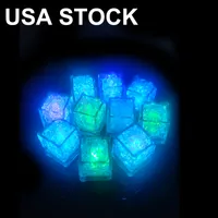 Novedad Iluminación LED Cubos de hielo Luces Barra rápida Flash Flash Auto Cambio de Cristal Cubo Cubo de agua Agua Coloreado 7 Color para fiesta romántica Boda Regalo de Navidad EE.UU.