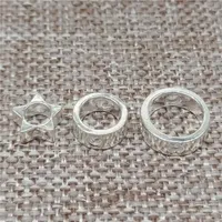 Autre 925 Star Sterling Silver Star et Cercle Cercle Cadres de perles rondes de 6mm, 8mm, 10 mm de perles