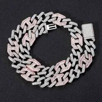 hip hop two color rose gold 15mm wide three to one flip buckle strip CUBAN CHAIN men's Necklace