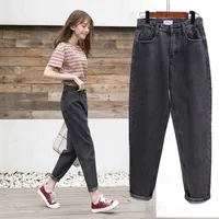 Jeans para mujer Tileeewon de cintura alta, damas, casual, color gris, gris, delgado, pantalones de cruz