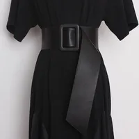 女性2021秋冬ファッションの簡単な柔らかいPUブラックワイドドレスセーターコートベルトバンド110 cm