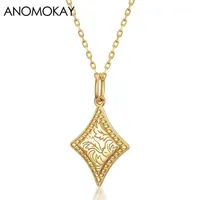 Ketten Anomokay Vintage Klassische Blume Diamant Geometrische Gold Farbe Halskette Für Frauen Schmuck 925 Sterling Silber Anhänger Halskette1