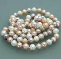 Collier perlé naturel de 8-9mm Perles Perles 18Inch 925 Fermoir argenté Bijoux cadeaux pour femmes