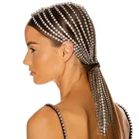 Clips para el cabello Plavos Brillantes Full Rhinestone Fringed Hairband para las mujeres Bijoux Tassel largo Accesorios de cristal Boda Banquete Diadema Jewe