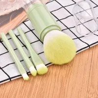 Makeup Brushes Portable Borste Beauty Tool Mini Eye Tools 4PC / Set av hudton och grön utdragbar