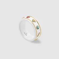 Double G Schwarz -Wei￟ -Keramik -Ring HoneyBee Planet Paare Ring M￤nner Frauen Brand Schmuckgeschenke Website Das gleiche Stil Engagement Bijoux cjewelers