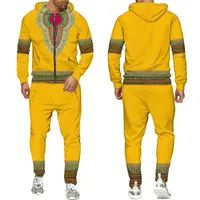 Męskie dresy 3D Dashiki Drukuj Dresy Zipper Dres Ifryki Ludowe Odzież Odzież Para Bluzy Spodnie Zestaw