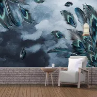 مخصص 3d خلفيات الأزرق الطاووس ريشة الفن اللوحة غرفة المعيشة غرفة نوم دراسة خلفية الجدار الديكور جدارية خلفيات للماء