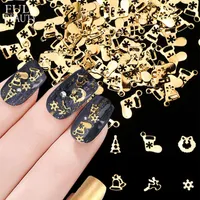 Adesivi Decalcomanie Nail Art Decorations Gold Piccoli accessori GRANDICA BAG 6PCS Christmas Bells Calze Metallo