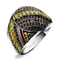 Kluster ringar 925 Sterling Silver Men Ring Pave Setting Black Cubic Zircon Stone Vintage Male Turkish Exquisite Luxury Smycken Gift