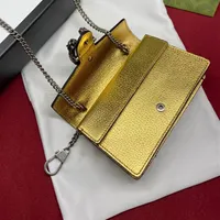 Gold Silver Ladys handväska 16,5 cm bokstav axelpåsar högkvalitativ bokstav mi ni mode plånbok riktig läderväska flip vanlig mini