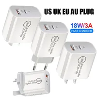 18W Quick QC3.0 Type C Charger Eu US UK AU Wall Chargers Plug for iPhone 12 13 Samsung S10 S20 Note 10 HTC Huawei Android Phone