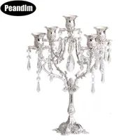 Peandim Style Crystal Candlestick Wedding Centerpiece Candelabra Dinner DECO Lussuoso Romantico Padelight 35 luci SH190924