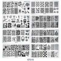 8st nagelkonstdekorationer plattor stämplar mallar blad blommig tryck design stencil för manikyr kit nap002