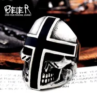 Anillos de clúster Beier 316L Diseño de anillo de acero inoxidable Cross Glue Black Dominineing Men Fashion Jewelrybr8-361