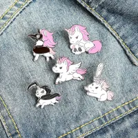 Enamel Brooches Pin for Women Fashion Dress Coat Shirt Demin Metal Funny Pink Cartoon Animal Brooch Pins Badges Promotion Gift 742 Q2