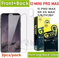 Pellicola proteggi schermo in vetro temperato anteriore e posteriore per iPhone 12 Mini 11 Pro Max XR XS XS X 8 7 Plus 2 PCS in un pacchetto di vendita al dettaglio