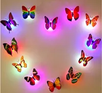 Dropshipping decoração criativa cor aleatória colorida luminosa led borboleta luz noite brilhante libélula bebê crianças parede