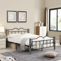 US Stock Metal Twin Size Platform Bed With Wooden Feet Bedroom Furniture) a39 a38