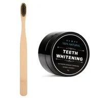 EPACK Teeth Powder With Toothbrush Bamboo Activated Charcoal Smile Powder Decontamination Tooth Yellow Stain Bamboo