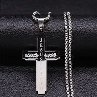 Pendant Necklaces Stainless Steel Necklace Women/Men Silver Color Catholicism Cross Jewelry Joyeria Acero Inoxidable NXS05