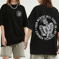 T-shirts voor heren My Romance Dubbelzijdig Print T-shirt Kaars Punk Band Sign Tops Comfortabele Korte Mouw Homme Cotton Harajuku Tees