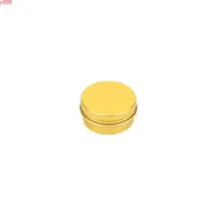 10ml Goldene Creme Glas Mode Lip Gloss Töpfe Leere kosmetische Metall Zinnbehälter Aluminium Runde Dosen Makeup Werkzeug 50pcs / lotjars