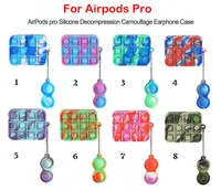 Camuflagem Headphone Almofadas Case Fidget Silicone Case para Airpods Pro Air Pod 1 2 Gen Push Pop Fone de Ouvido Protetor Protetor