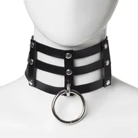 Usexy Sexy Punk Rock Gothic Chokers Halsband PU Läder Bondage Cosplay Goth O-Ring Neckcollar för Kvinnor Smycken Uttalande Present