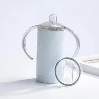 DIY 12oz Sublimación recta Tapa de taza de copa de vaso y maneja tazas de acero inoxidable con tapa de chorro plano Botella de leche para bebés Gyq