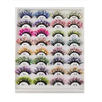 Luminosos cílios coloridos fofos chicotecos dramáticos desarrumados longos cílios postijos de maquiagem de maquiagem 25mm 3d mink cílios