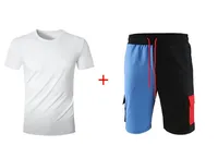Designer Men'stracksuits Мода костюма Летние тонкие подходят шорты тренажерный зал Фитнес бег длиной колена дышащая спортивная одежда пляжные брюки футболка
