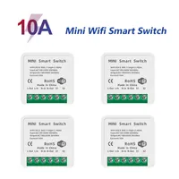 4 Pcs 16A Smart Wifi Light Switch 2 Way Control, Smart Home Automation Universal DIY Mini Module, Works with Alexa Google Home