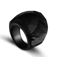 ZMZY Moda Czarne Duże Pierścienie Dla Kobiet Biżuteria Ślubna Duży Kryształowy Kamienny Pierścień 316L Stal nierdzewna Anillos 210701