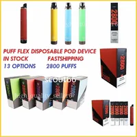 Puff Flex電子タバコスターターキット2800パフの使い捨て可能な蒸気のペン1500mahバッテリー10mlのプリフィル13色の蒸気卸売エアバー最大