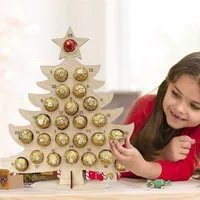 Jaar Kerstmis Houten adventkalender Chocolade Holder Countdown voor Elk voor Xmas 211105