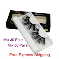 Cílios Falsos 3D Silk Tira cheia cílios 100% Cruelty Free 30/50 Pares Faux Mink Vegan Eyelash Dramatic Lash DHL FedEx