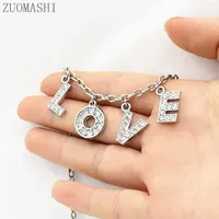 Dainty Crystal Inlaid Letter Choker Necklace Angel Rhinestone Women Jewelry Couple Gift Drop Ship Pendant Necklaces