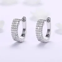 Hoop Huggie Ghidbk eenvoudige sierlijke u -vormige oorbellen voor vrouwen zilveren kleurcirkel oorrang kristal cz steen stijlvolle sieraden