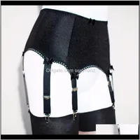 Women High-waist Garter Belt Panty 6 Straps Suspender Waspie Waist Cincher  Black Waist Shaper