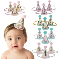 Chapeau de fête d'anniversaire bébé enfants cône rond ballon de cheveux de cheveux princesse coiffe de coiffe de collecte de fournitures numériques