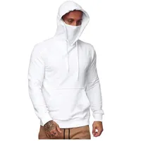 Men&#039;s Hoodies & Sweatshirts Men Clothing 2021 Four Seasons Trend Hooded Mask Top Solid Color Sweatshirt Fleece Hoodie