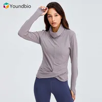 Yoga outfit youndbio 2021 с длинным рукавом спортивные рубашки женщины фитнес высокой шеи футболка женская стройная тренировка верхних осенних зимних блузков