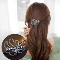Chimera Mode Rhinestone Franse Barrette Swan Clips voor Dames Trendy Bling Clear Crystal Grips Klem Luxe Haarspelden