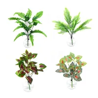 Decorative Flowers & Wreaths Artificial Plant Green Potted Wall Decoration Leaves Over Glue Persian Fake Grass Fall Decor DIY
