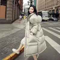 Parkas de las mujeres con parkas de invierno dote de invierno long blanco pato abrigo mujer coreano collar de piel hembra chaquetas ropa abrigo mujer wpy10381