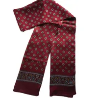 Scarves Elegant Men&#039;s 100% Silk Scarf Double Layer Long Neckerchief Blue Red Brown