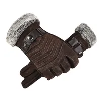 Zima Ekran dotykowy Czarny Ciepły PigSkin Driving Rękawiczki dla mężczyzn Prezent